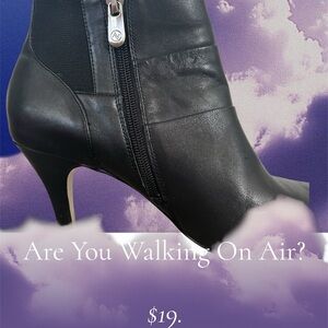 Adrienne Vittadini Black Leather Heeled Ankle Boots